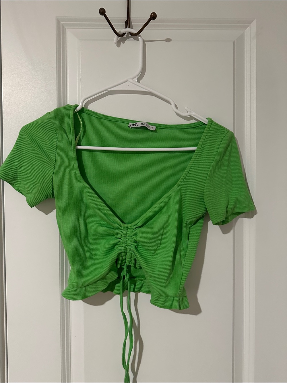Zara Green Ruched Front Crop Top - Women